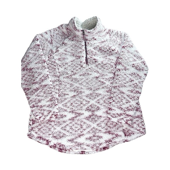 Cozy Sherpa Ikat Burgundy 1/4 Zip Pullover Sweatshirt XXL Cozy Casual Southwest - Picture 1 of 8
